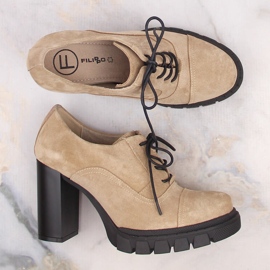 Zapatos de mujer en piel ante con tacón y plataforma, beige Filippo DP4918 3
