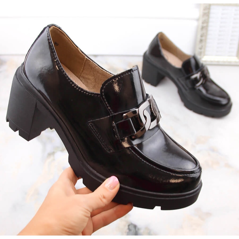 Mocasines de charol negro con tacón alto Filippo DP4785 1 Mocasines de charol negro con tacón alto Filippo DP4785 1