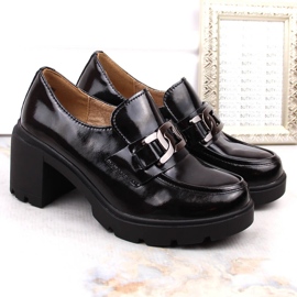 Mocasines de charol negro con tacón alto Filippo DP4785 2