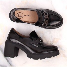 Mocasines de charol negro con tacón alto Filippo DP4785 3