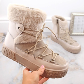 Botas de cuero con aislamiento beige en la plataforma de Filippo DBT4716 1