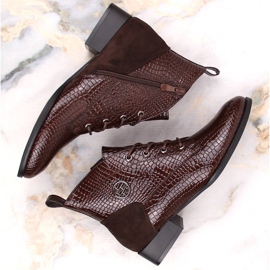 Botas de charol de cocodrilo para mujer, marrón con aislamiento, Filippo DBT4824 3
