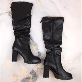 Botas de mujer de tacón negro arrugadas y aislantes Filippo DKZ4814 2