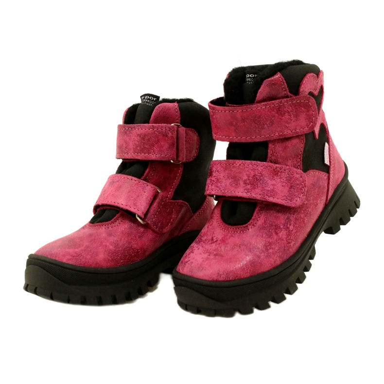 Mazurek Botas de cuero de cuero para niñas botas impermeables botas te-por-pork 1351 rosa 3