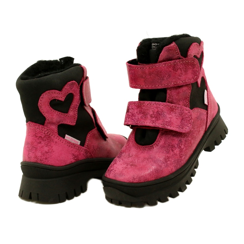 Mazurek Botas de cuero de cuero para niñas botas impermeables botas te-por-pork 1351 rosa 4