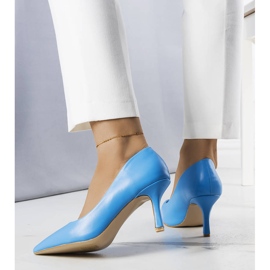 Zapatos azules de tacón bajo de Jayda 2