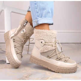 Botas de cuero con aislamiento beige en la plataforma de Filippo DBT4716 5