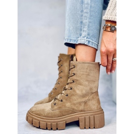 Botas con cordones Kelis Khaki beige 2 Botas con cordones Kelis Khaki beige 2