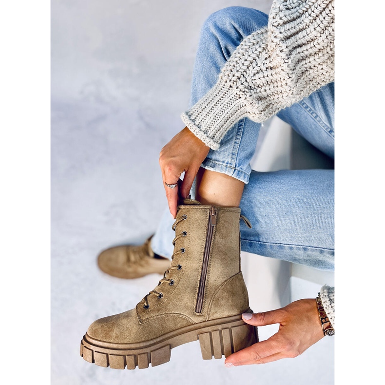 Botas con cordones Kelis Khaki beige 1 Botas con cordones Kelis Khaki beige 1