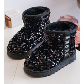 Botas de nieve para niños aisladas con lentejuelas, negro Rebbica 2