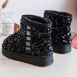 Botas de nieve para niños aisladas con lentejuelas, negro Rebbica 4
