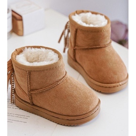 Botas De Nieve Infantiles Aislante Con Flecos Camel Mikyla marrón 2