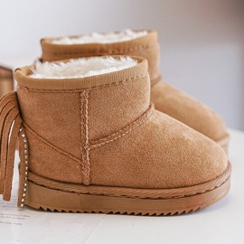 Botas De Nieve Infantiles Aislante Con Flecos Camel Mikyla marrón 4