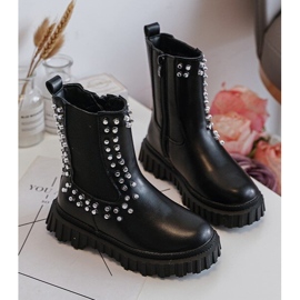 Botas Chelsea para niña decoradas con pedrería, negro Adelie 3