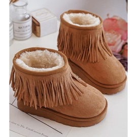 Botas de nieve infantiles aislantes con flecos decorativos Camel Nimia marrón 3