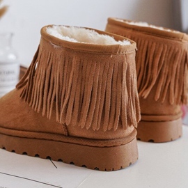 Botas de nieve infantiles aislantes con flecos decorativos Camel Nimia marrón 5