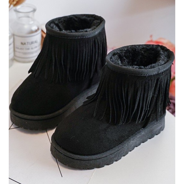 Botas de nieve infantiles aislantes con flecos decorativos, Negro Nimia 1