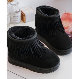 Botas de nieve infantiles aislantes con flecos decorativos, Negro Nimia 2