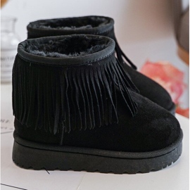 Botas de nieve infantiles aislantes con flecos decorativos, Negro Nimia 4