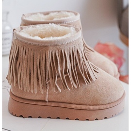 Botas de nieve infantiles aislantes con flecos decorativos Beige Nimia 5