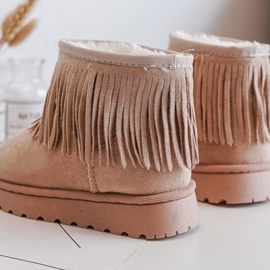 Botas de nieve infantiles aislantes con flecos decorativos Beige Nimia 4