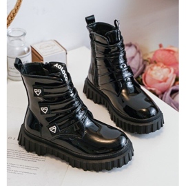 FR1 Botas de niña lacadas y aislantes, Negro Rilina 4