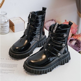 FR1 Botas de niña lacadas y aislantes, Negro Rilina 6