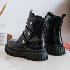 FR1 Botas de niña lacadas y aislantes, Negro Rilina 5