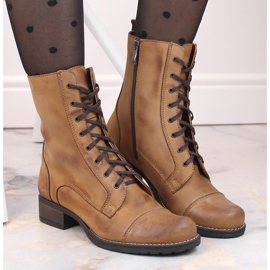 Botas marrones de piel para mujer Dolce Pietro beige marrón 2