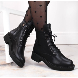 Botas de mujer de piel con cordones y cremallera, aislantes, negro, T.Sokolski 712 4