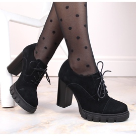Zapatos de mujer de ante negro con tacón y plataforma, Filippo DP4918 4