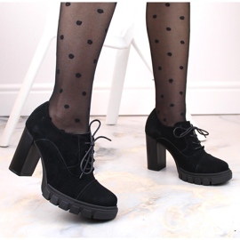 Zapatos de mujer de ante negro con tacón y plataforma, Filippo DP4918 5