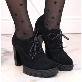 Zapatos de mujer de ante negro con tacón y plataforma, Filippo DP4918 6