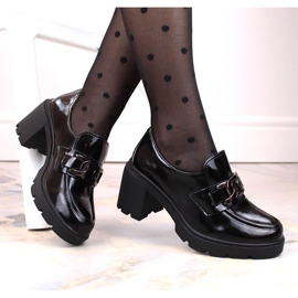 Mocasines de charol negro con tacón alto Filippo DP4785 4