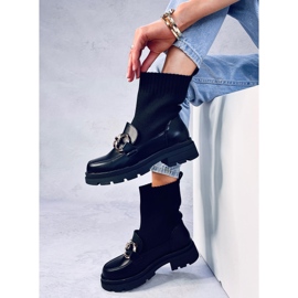 Botines superiores estilo calcetín en tono negro 4