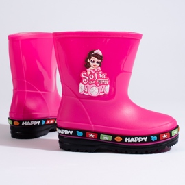 Botas de agua infantiles rosas con Princesa Shelovet rosado 3