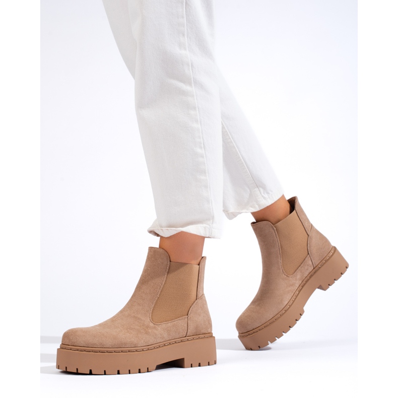 Botines Chelsea mujer Shelovet en ante beige 1