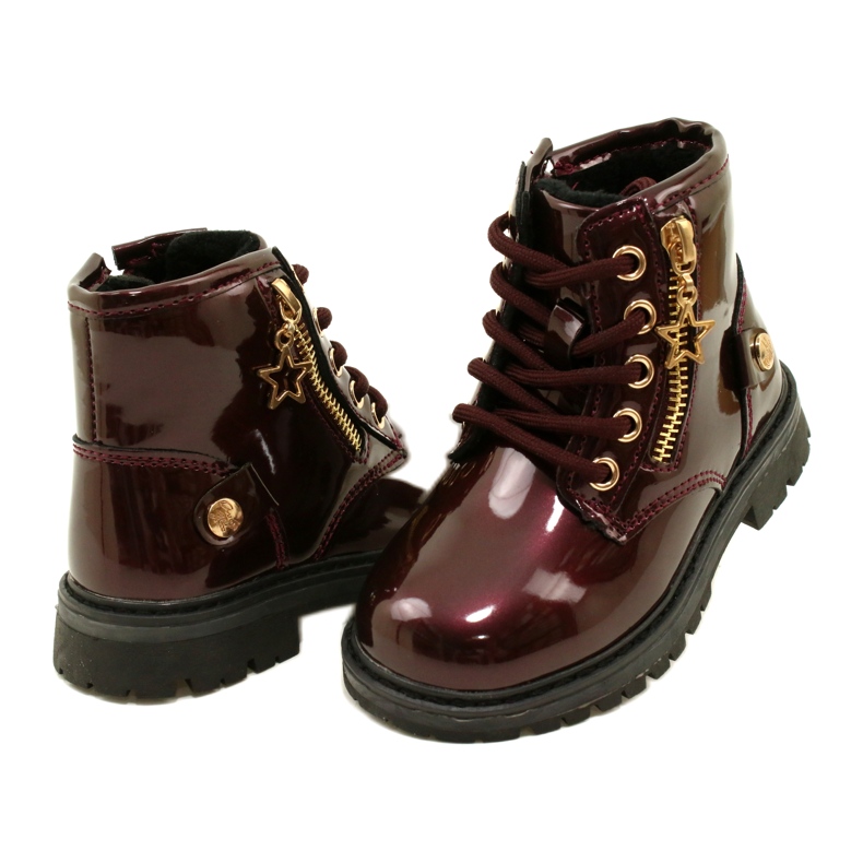 Miss Botas de niña, charol, estrella 23DZ23-6593, burdeos rojo 4