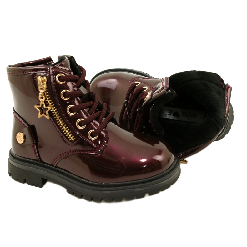 Miss Botas de niña, charol, estrella 23DZ23-6593, burdeos rojo 5 Miss Botas de niña, charol, estrella 23DZ23-6593, burdeos rojo 5
