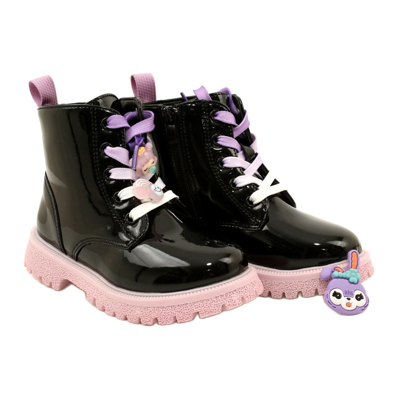 Botas Lacadas Con Clips Decorativos Miss 23DZ23-6582 negro 5 Botas Lacadas Con Clips Decorativos Miss 23DZ23-6582 negro 5