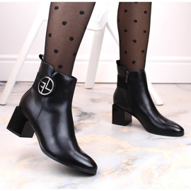 Botines negros con aislamiento y tacón alto decorativo para mujer, Potocki SZ12227 2