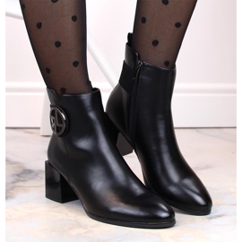 Botines negros con aislamiento y tacón alto decorativo para mujer, Potocki SZ12227 3