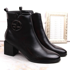 Botines negros con aislamiento y tacón alto decorativo para mujer, Potocki SZ12227 5