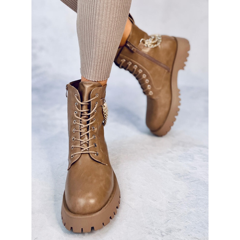 Botas botas con cadenas Tokio Khaki beige 1 Botas botas con cadenas Tokio Khaki beige 1