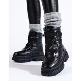 Botas de nieve de mujer con velcro Shelovet negro 2
