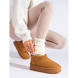 Botas de nieve Shelovet camel con plataforma corta marrón 1