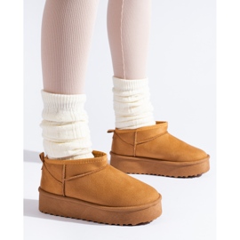 Botas de nieve Shelovet camel con plataforma corta marrón 2