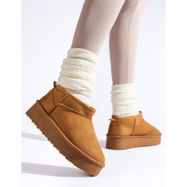Botas de nieve Shelovet camel con plataforma corta marrón 3