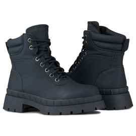Botas negras con cordones para mujer. negro 1
