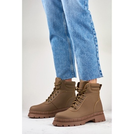 Botas marrones con cordones para mujer beige 3